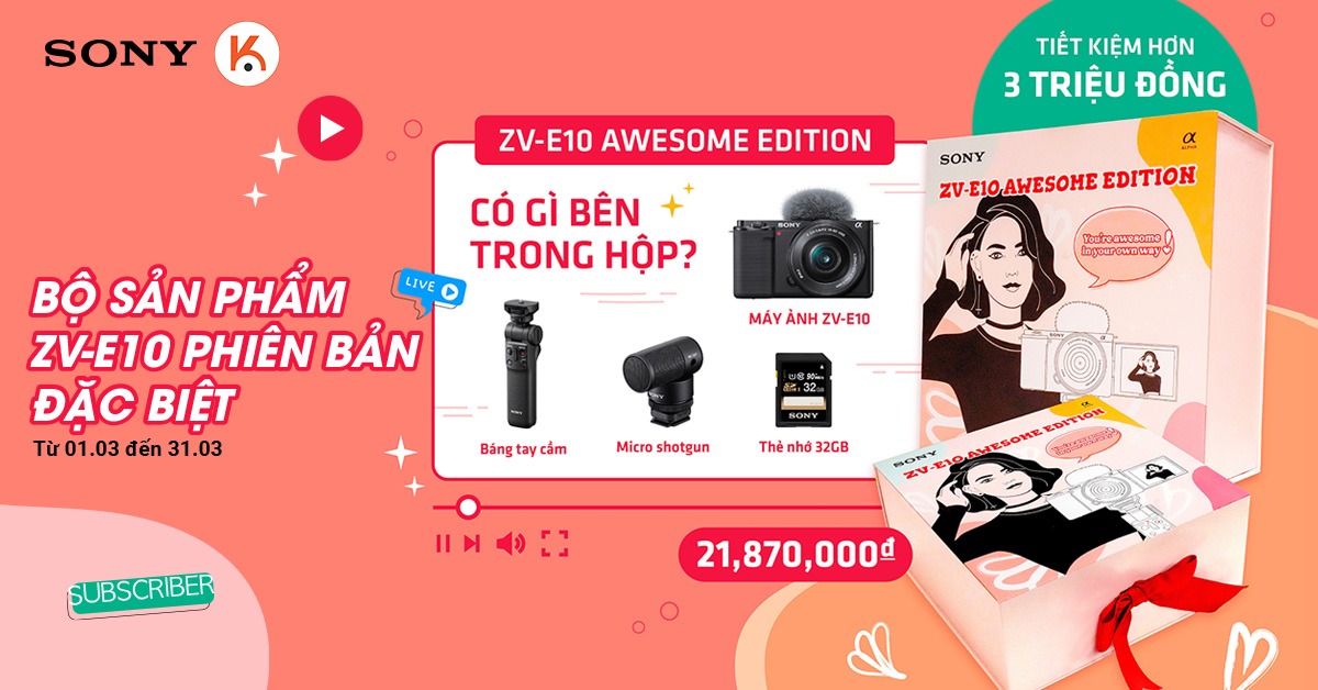 Mở bán combo kit Sony ZV-E10 Awesome Edition