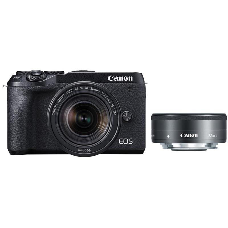 Máy ảnh Canon EOS M6 Mark II Kit 18-150mm + Canon EF-M22mm F2 STM/ Đen (nhập khẩu)