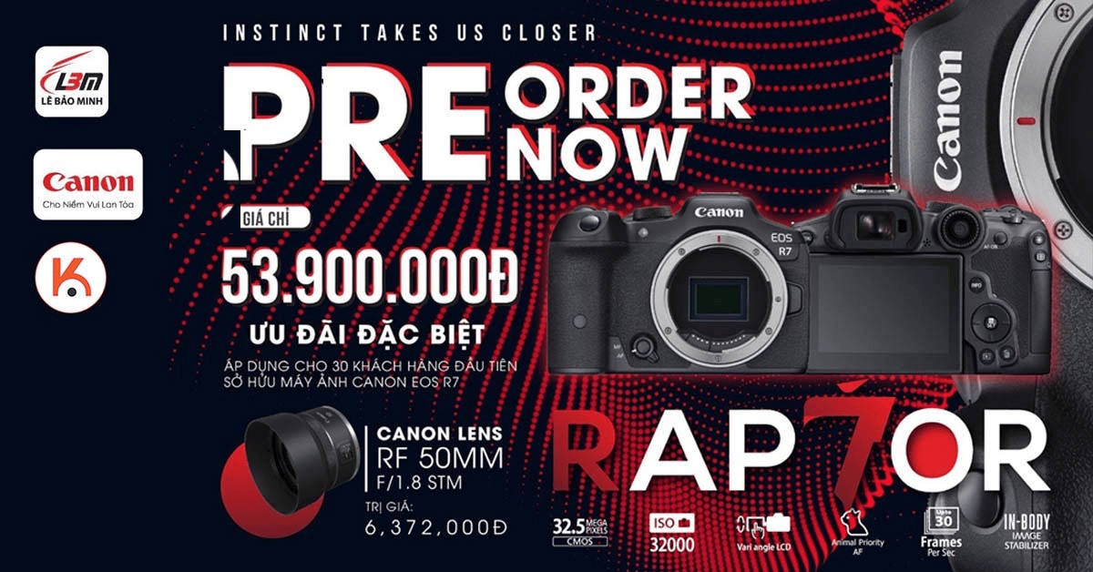 Pre-order Canon EOS R7 - Ống kính liền tay