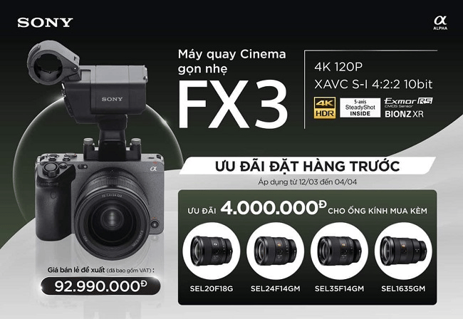 Pre-Order máy quay Cinema chuyên nghiệp FX3!