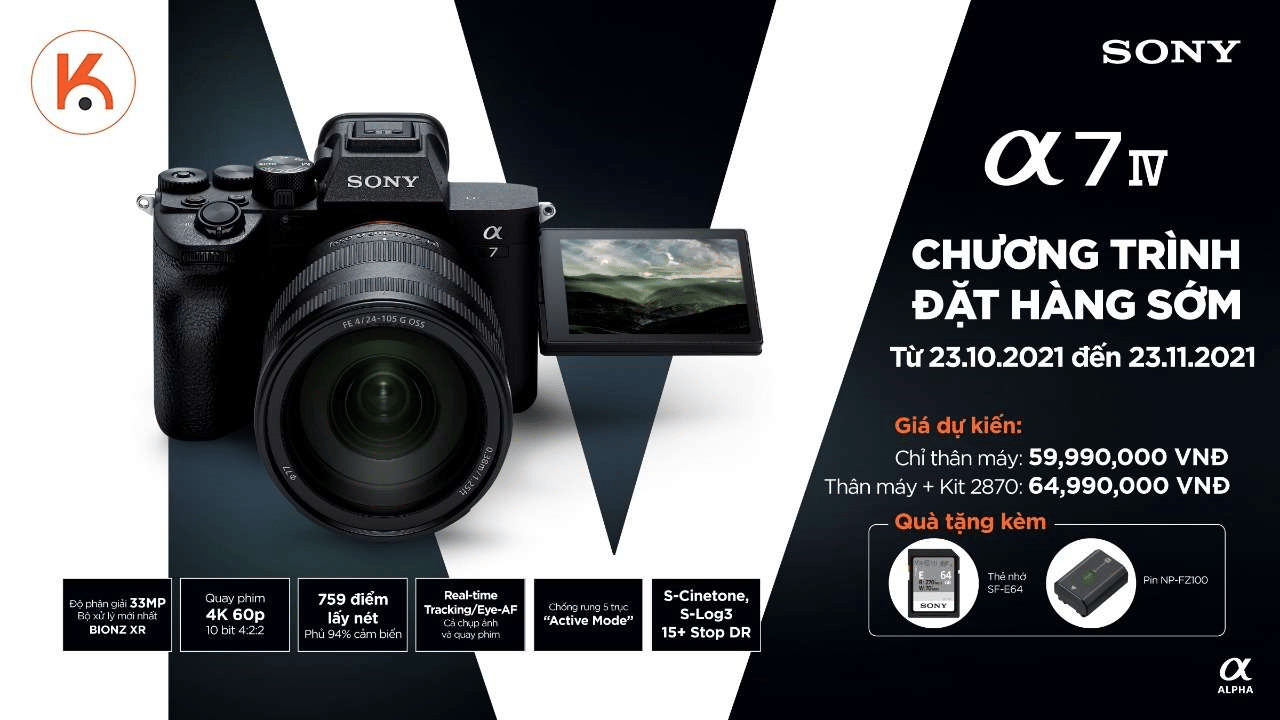Pre-order máy ảnh full frame Sony A7 IV vừa ra mắt