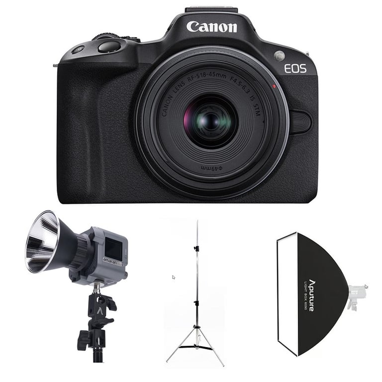 Máy ảnh Canon EOS R50 Kit RF-S18-45mm + Bộ kit 1 đèn led Amaran 60d-S