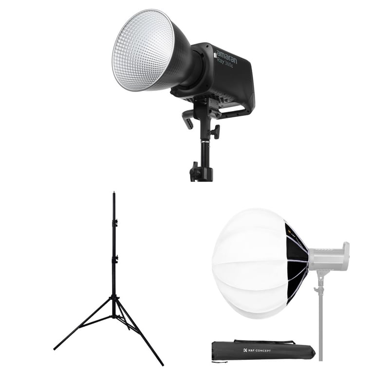 Amaran Ray 360C + Softbox cầu K&F Concept 85cm + Amaran 2.8m
