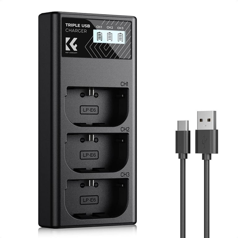 Sạc pin 3 khe K&F Concept LP-E6 KF28.0062 cho R5, R6, R6II, R7