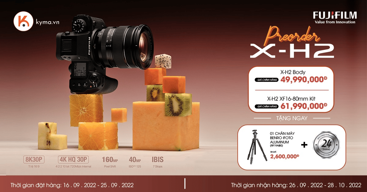 Pre-order Fujifilm X-H2 - Tặng ngay tripod Benro