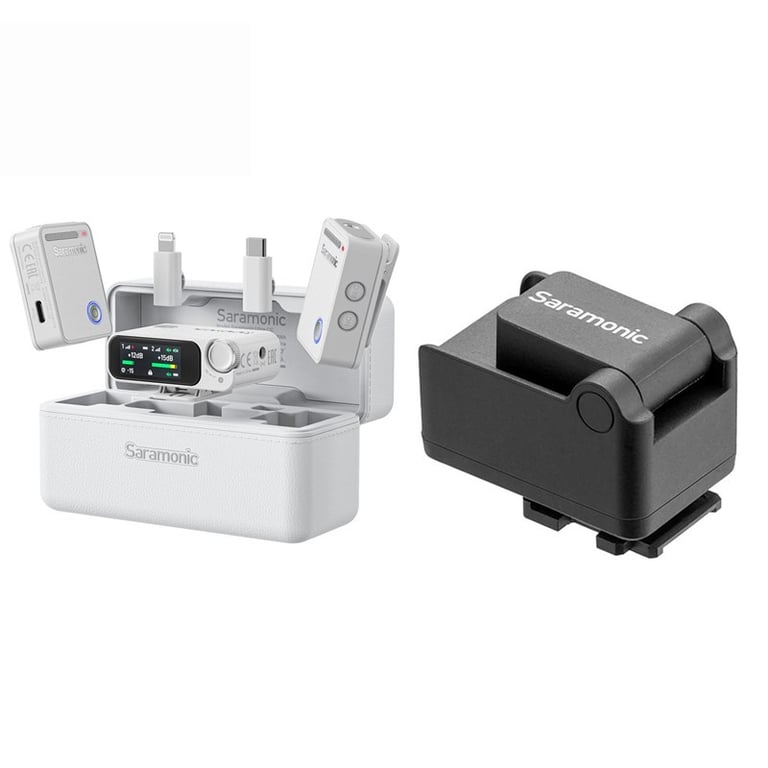 Microphone Saramonic Ultra ( 2TX + 1RX ) Trắng + Saramonic Ultra Camera Adapter cho Sony
