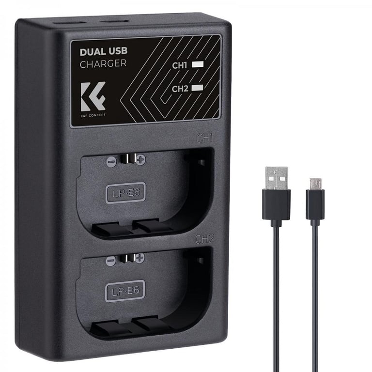 Sạc pin 2 khe K&F Concept LP-E6 KF28.0007 cho R5, R6, R6II, R7