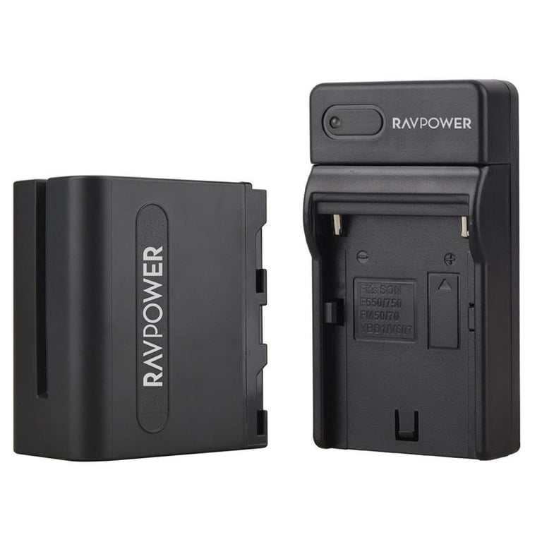 Bộ pin + sạc Ravpower NP-F970 cho Sony F970,F960, F950, F550, F750, FM50, FM70, FM90, PAN VDB1, VDB2, JVC V607u, V617u