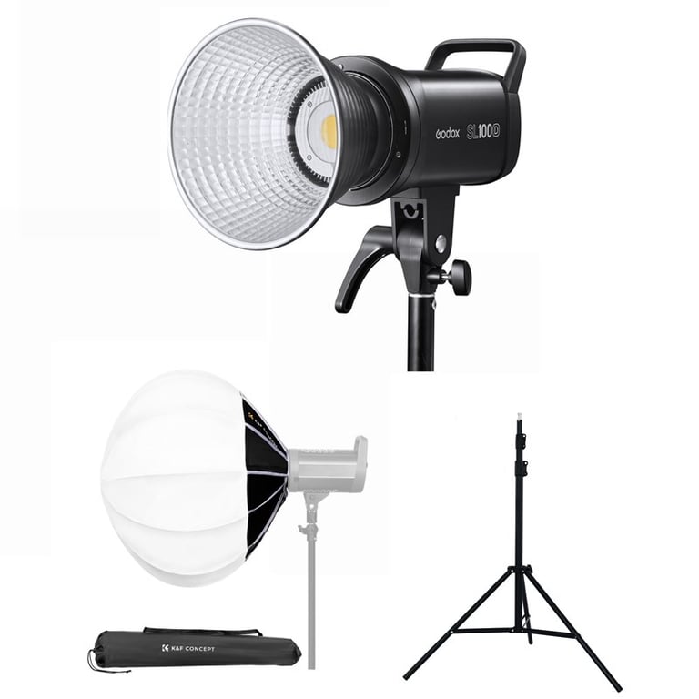 Godox SL100D + Softbox cầu K&F Concept 65cm + Chân MD - 240A