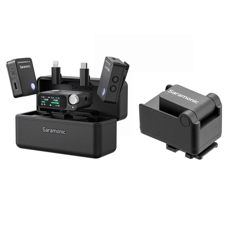 Microphone Saramonic Ultra ( 2TX + 1RX ) Đen + Saramonic Ultra Camera Adapter cho Sony