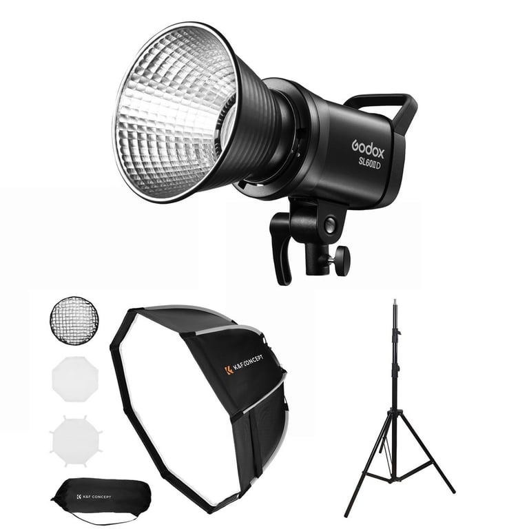 Godox SL60 II D + Softbox K&F Concept 90cm KF18.0007V2 + Chân MD - 240A