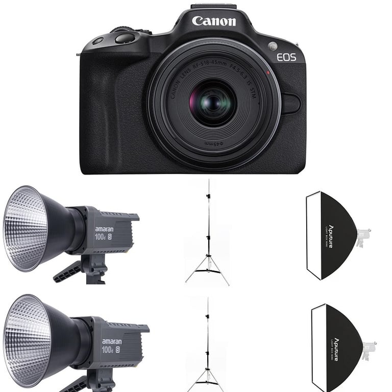 Máy ảnh Canon EOS R50 Kit RF-S18-45mm + Bộ kit 2 đèn led Amaran 100d-S