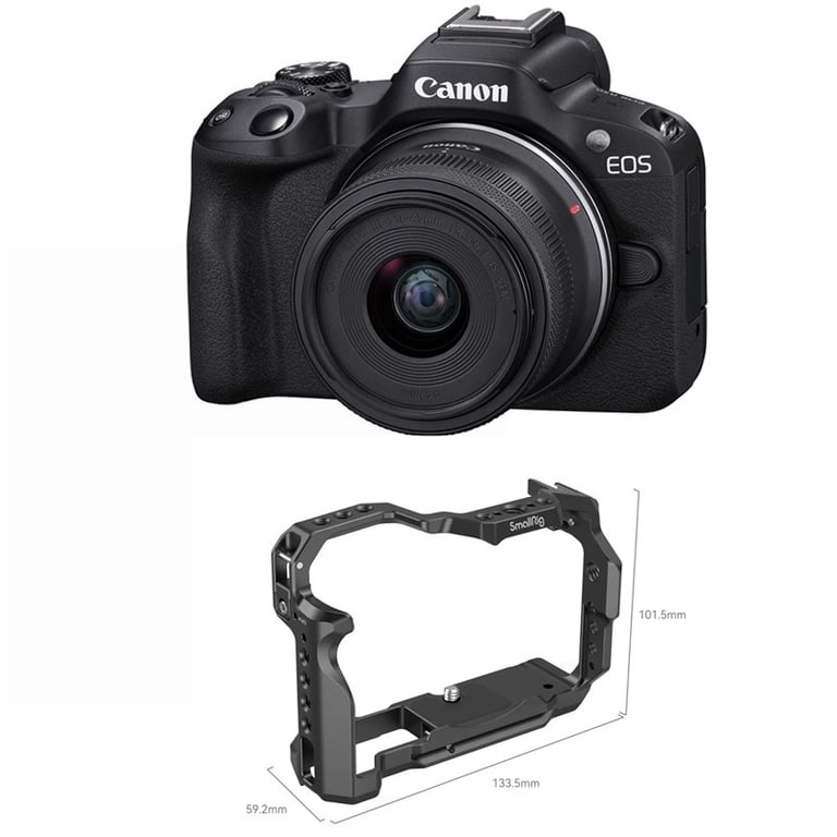 Canon EOS R50 Kit RF-S18-45mm F4.5-6.3 IS STM Đen + SmallRig Cage for Canon EOS R50 4214