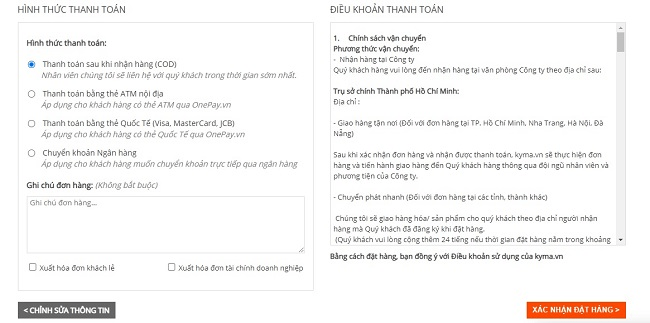 Hướng dẫn mua hàng tại Kyma