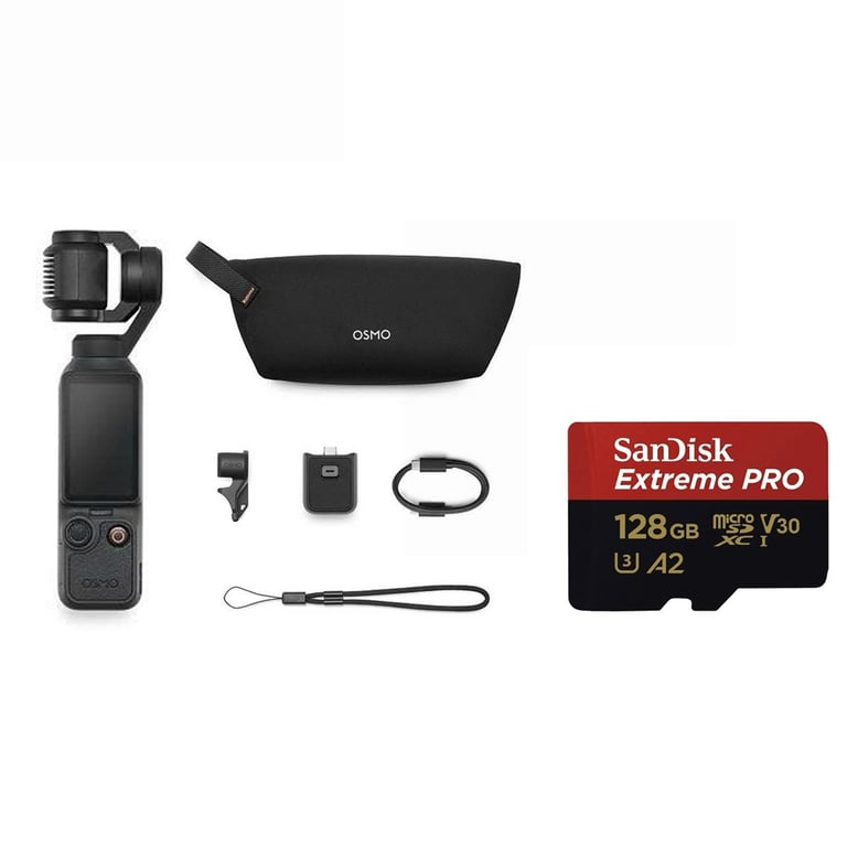 Máy quay DJI Osmo Pocket 4 + Thẻ nhớ MicroSDXC Sandisk Extreme Pro 128GB 200MB/ 90MB/ s