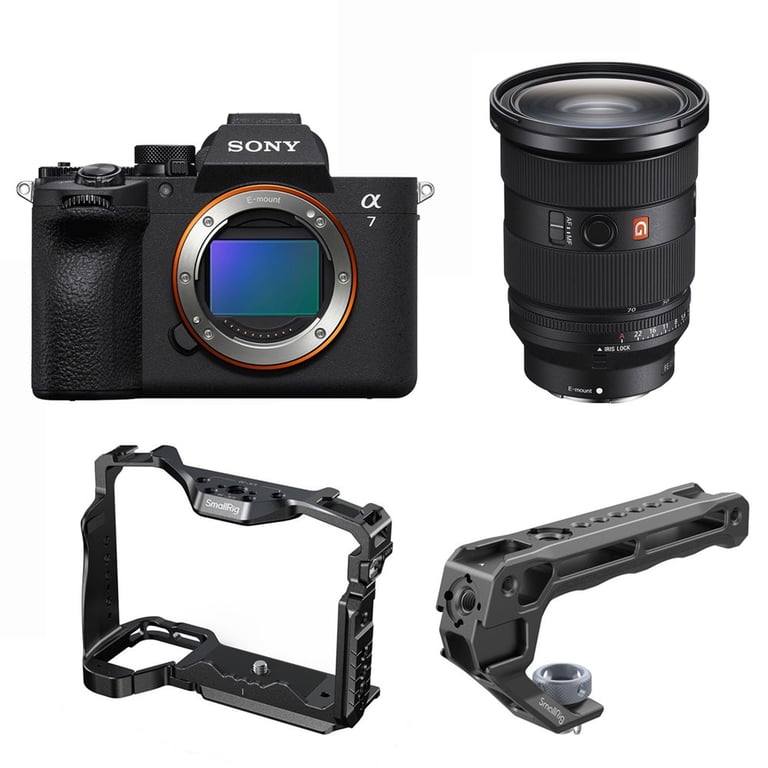 Sony Alpha A7 Mark V Body + Sony FE 24-70mm F2.8 GM II + SmallRig Cage 3667C + SmallRig ARRI Locating Top Handle 3765
