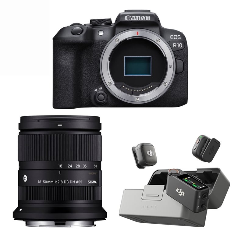 Canon EOS R10 Body + Sigma 18-50mm F2.8 DC DN (C) for Canon RF-S + DJI Mic 3