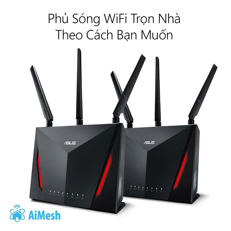 Router Wifi ASUS RT-AC86U 1PK (Gaming Router) AC2900 MU-MIMO Hỗ Trợ AiMesh, AiProtection