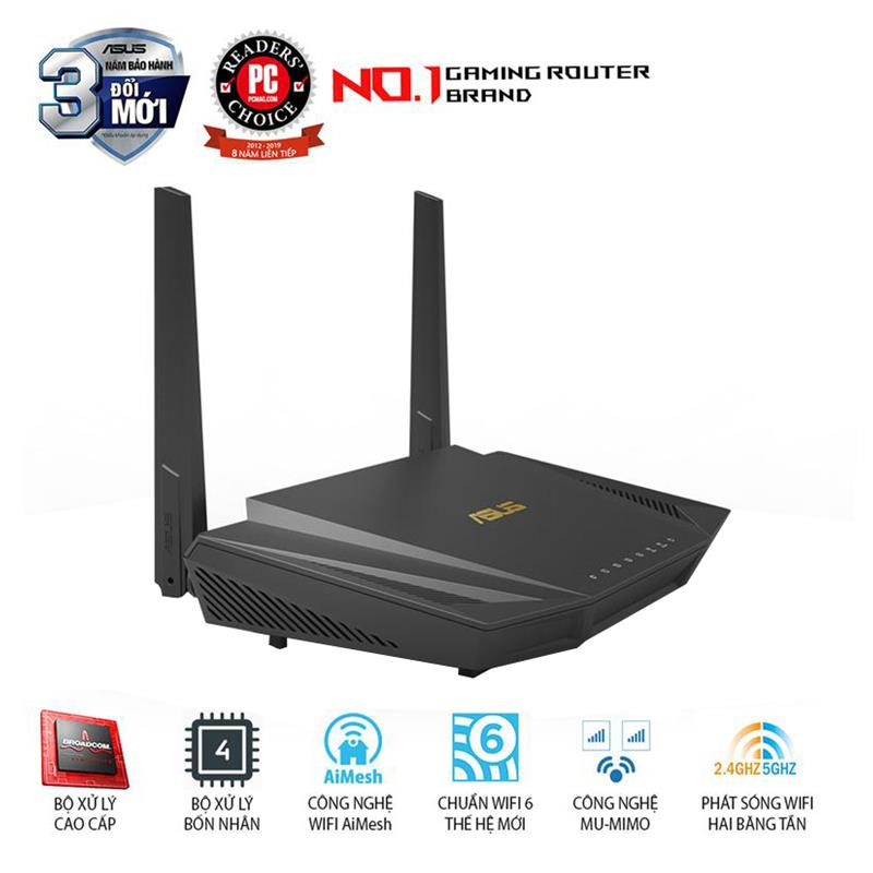 ASUS RT-AX56U (Gaming Router) Wifi AX1800 2 băng tần, router WiFi có thể mở rộng, Wifi 6 (802.11ax), AiMesh WIFI Mesh, MU-MIMO, AiProtection, USB 3.1