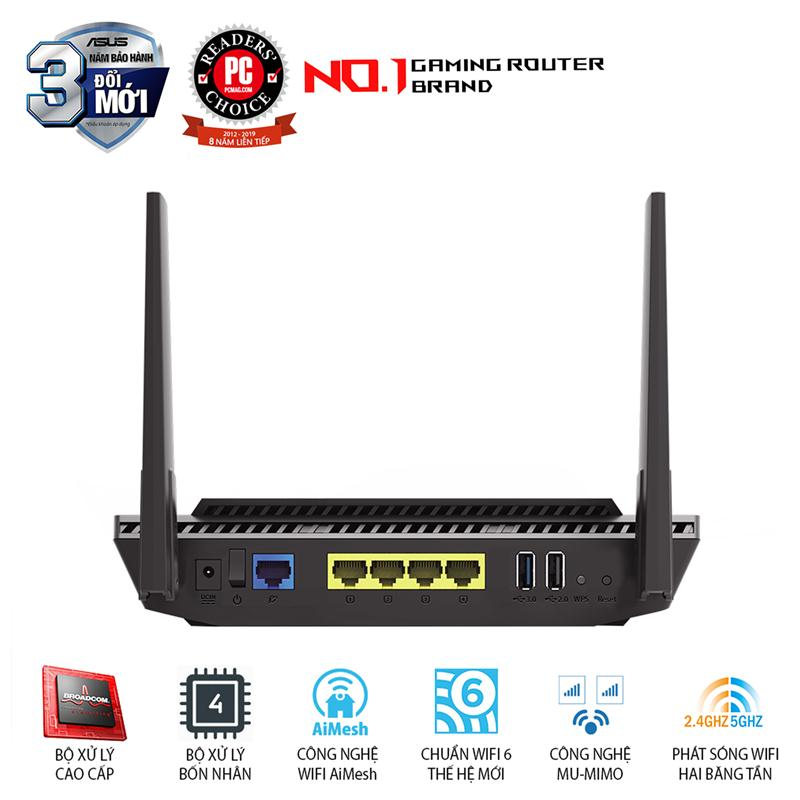 Router Wifi ASUS RT-AX56U Wifi AX1800 2 Băng Tần, Wifi 6 (802.11ax), AiMesh 360 WIFI Mesh, AiProtection, USB 3.1