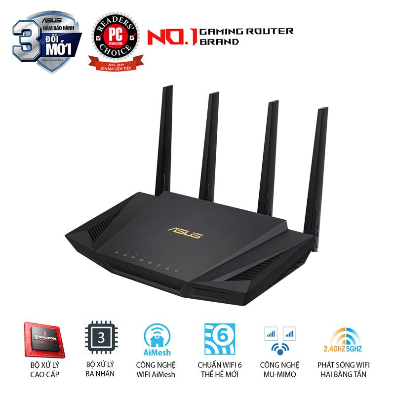 ASUS RT-AX58U (Gaming Router) Wifi AX3000 2 Băng Tần, Wifi 6 (802.11ax), AiMesh WIFI Mesh, MU-MIMO, AiProtection, USB 3.1