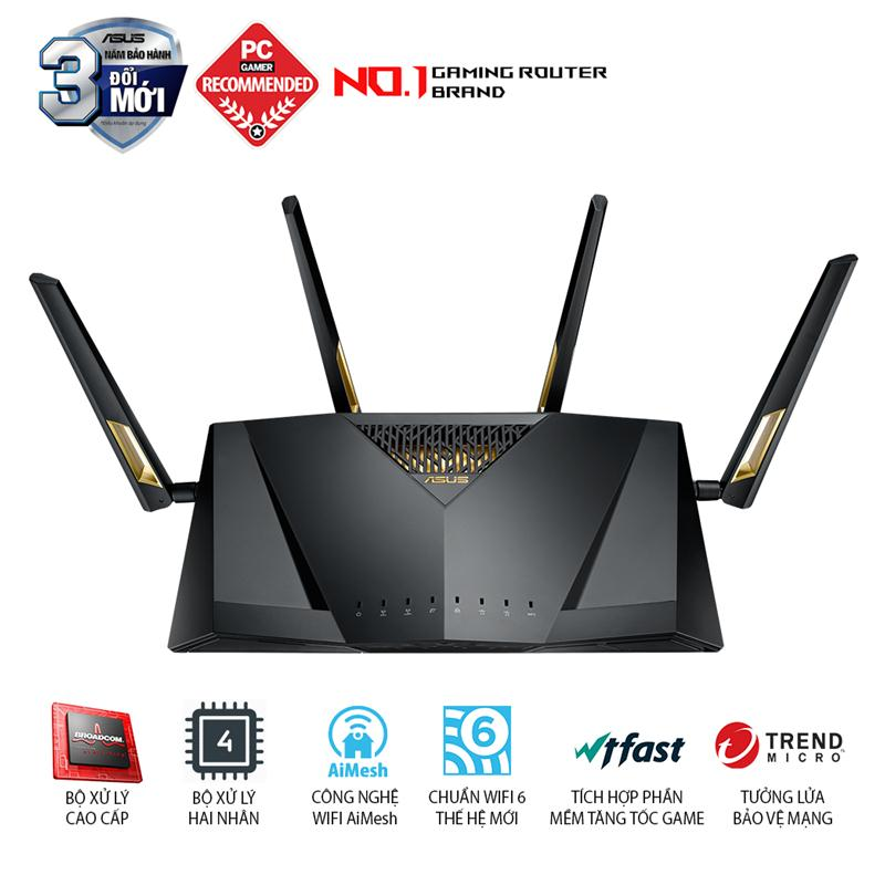 ASUS RT-AX88U (Gaming Router) Wifi AX6000 2 Băng Tần, Wifi 6 (802.11ax), AiMesh 360 WIFI Mesh, AiProtection, USB 3.1