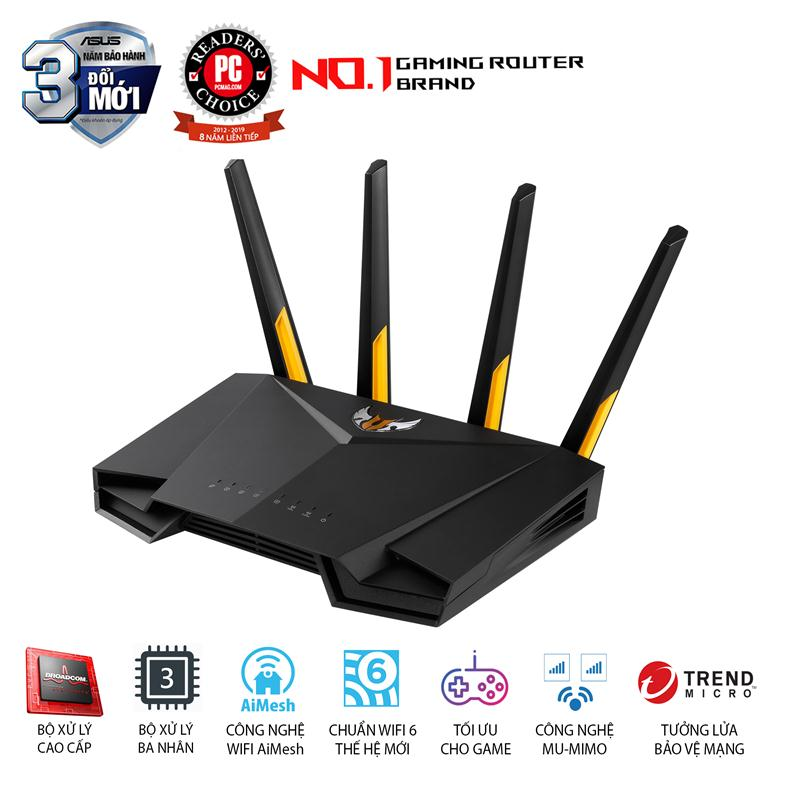 ASUS TUF GAMING AX3000 (Gaming Router) Wifi AX3000 2 băng tần, router WiFi gaming có thể mở rộng, Wifi 6 (802.11ax), AiMesh WIFI Mesh, MU-MIMO, AiProtection, USB 3.1