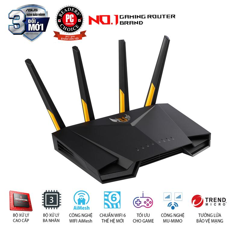 ASUS TUF GAMING AX3000 (Gaming Router) Wifi AX3000 2 Băng Tần, Wifi 6 (802.11ax), AiMesh WIFI Mesh, MU-MIMO, AiProtection, USB 3.1