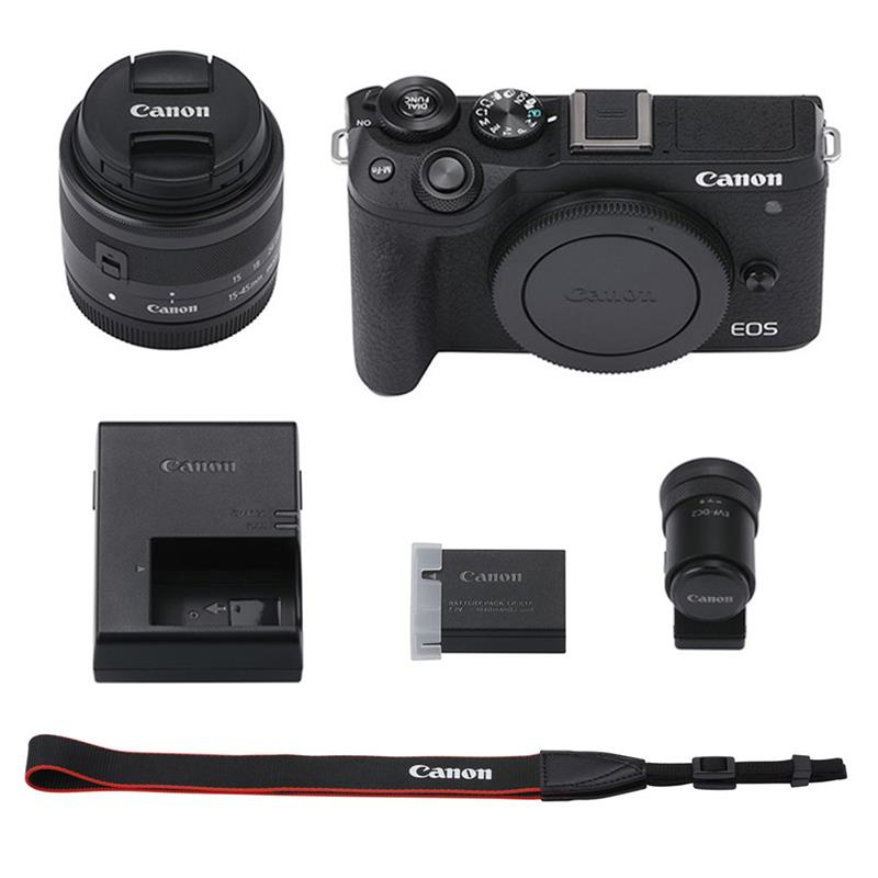 Máy ảnh Canon EOS M6 Mark II Kit EF-M15-45mm+EVF-DC2 Viewfinder/ Đen (Nhập Khẩu)