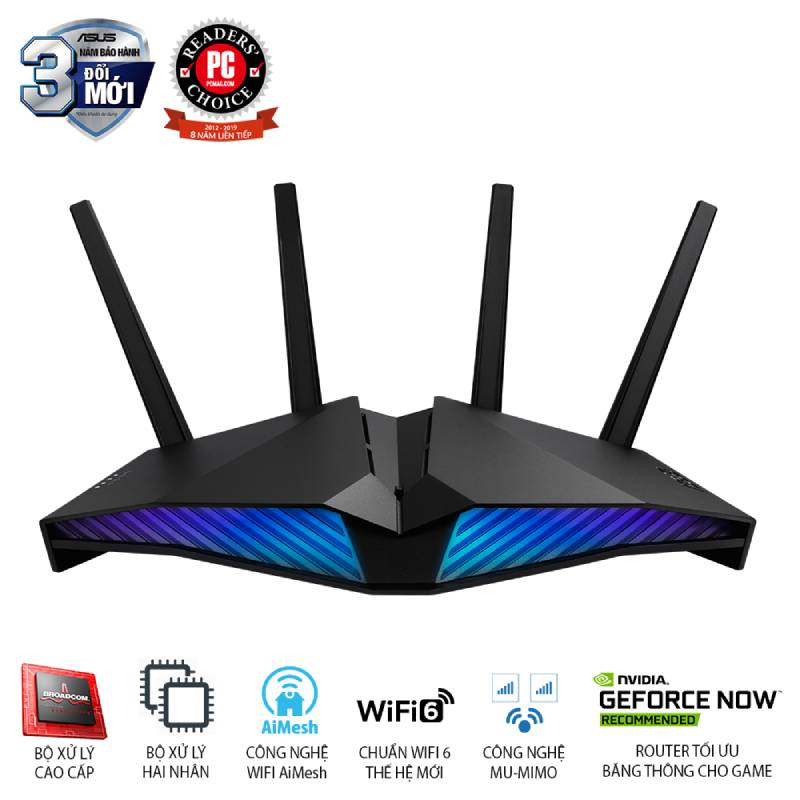 ASUS RT-AX82U (Gaming Router) Wifi AX5400 2 Băng Tần, Wifi 6 (802.11ax), AiMesh 360 WIFI Mesh, AiProtection, USB 3.1, Aura