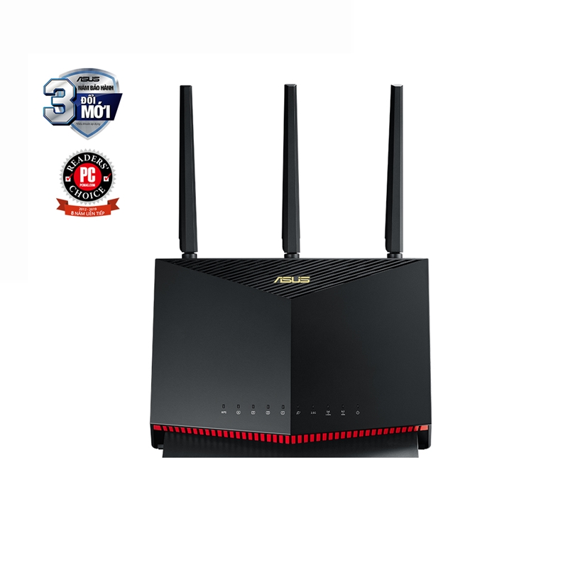 ASUS RT-AX86U (Gaming Router) Wifi AX5700 2 Băng Tần, Wifi 6 (802.11ax), AiMesh 360 WIFI Mesh, AiProtection, USB 3.1