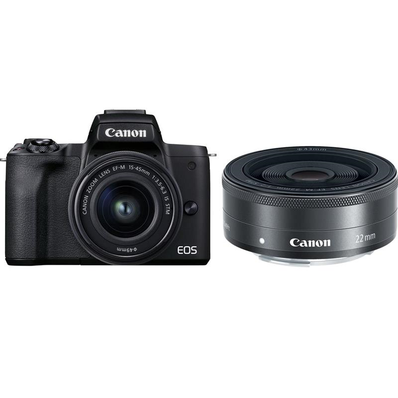 Máy ảnh Canon EOS M50 Mark II Kit 15-45mm + EF-M22mm F2 STM (Nhập khẩu)