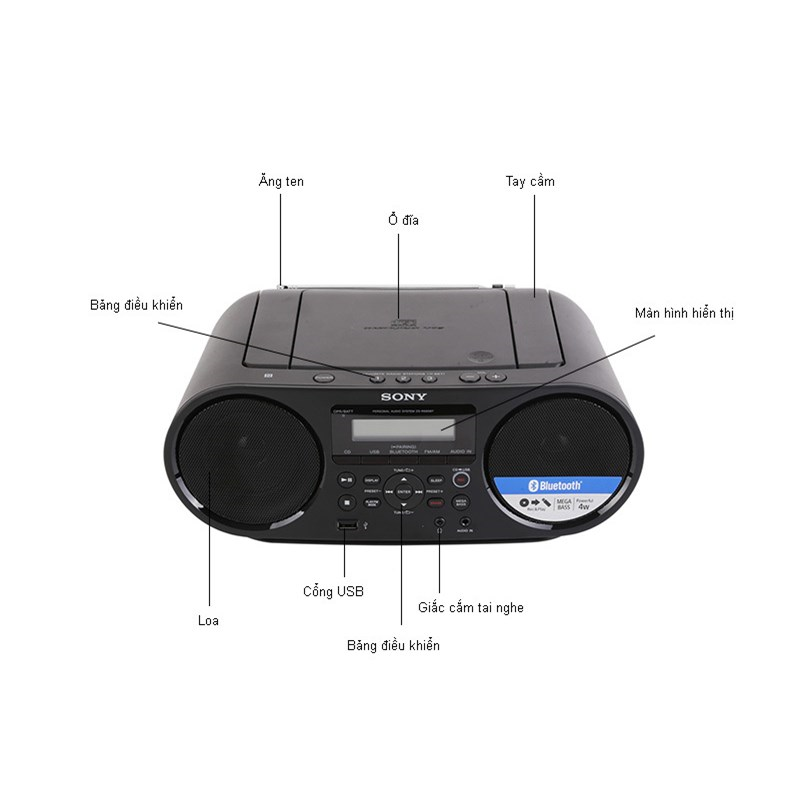 Máy Radio CD KTS Sony ZS-RS60BT