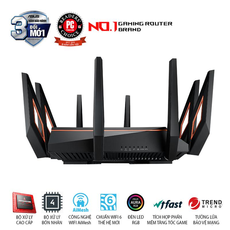 ASUS ROG Rapture GT-AX11000 (Gaming Router) Wifi AX11000 3 Băng Tần 10 Gigabit, Wifi 6 (802.11ax), AiMesh 360 WIFI Mesh, WTFast, AiProtection, AURA RGB